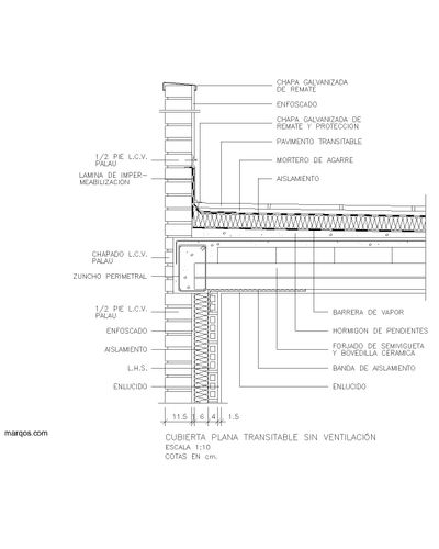 Cubierta plana transitable no ventilada